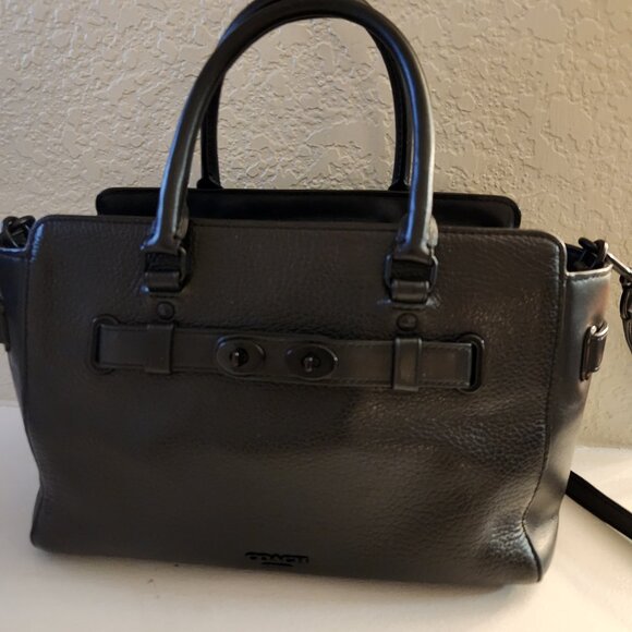 Euc Coach Blake Black Leather Shoulder Bag Purse Handbag